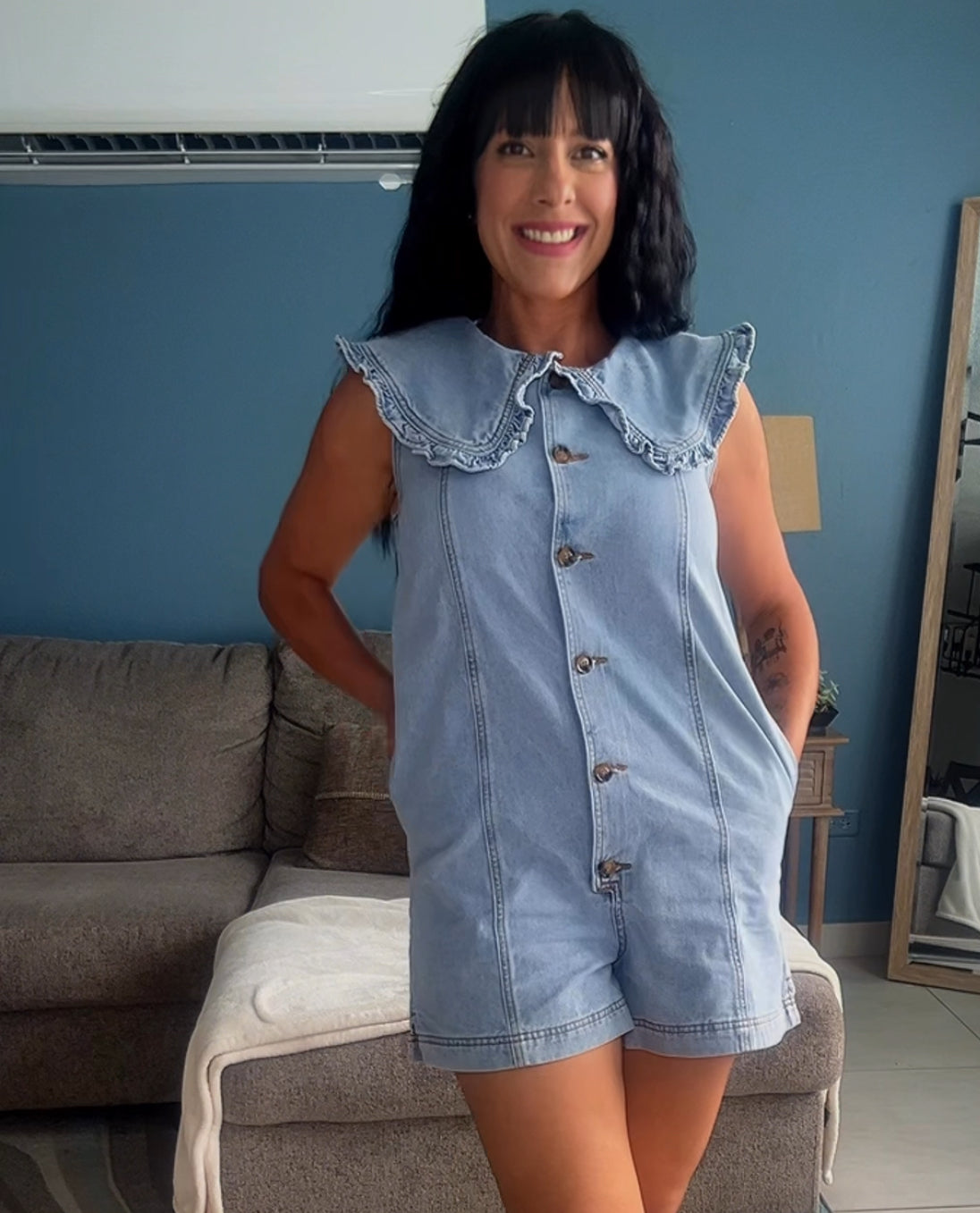 Zara Denim Romper